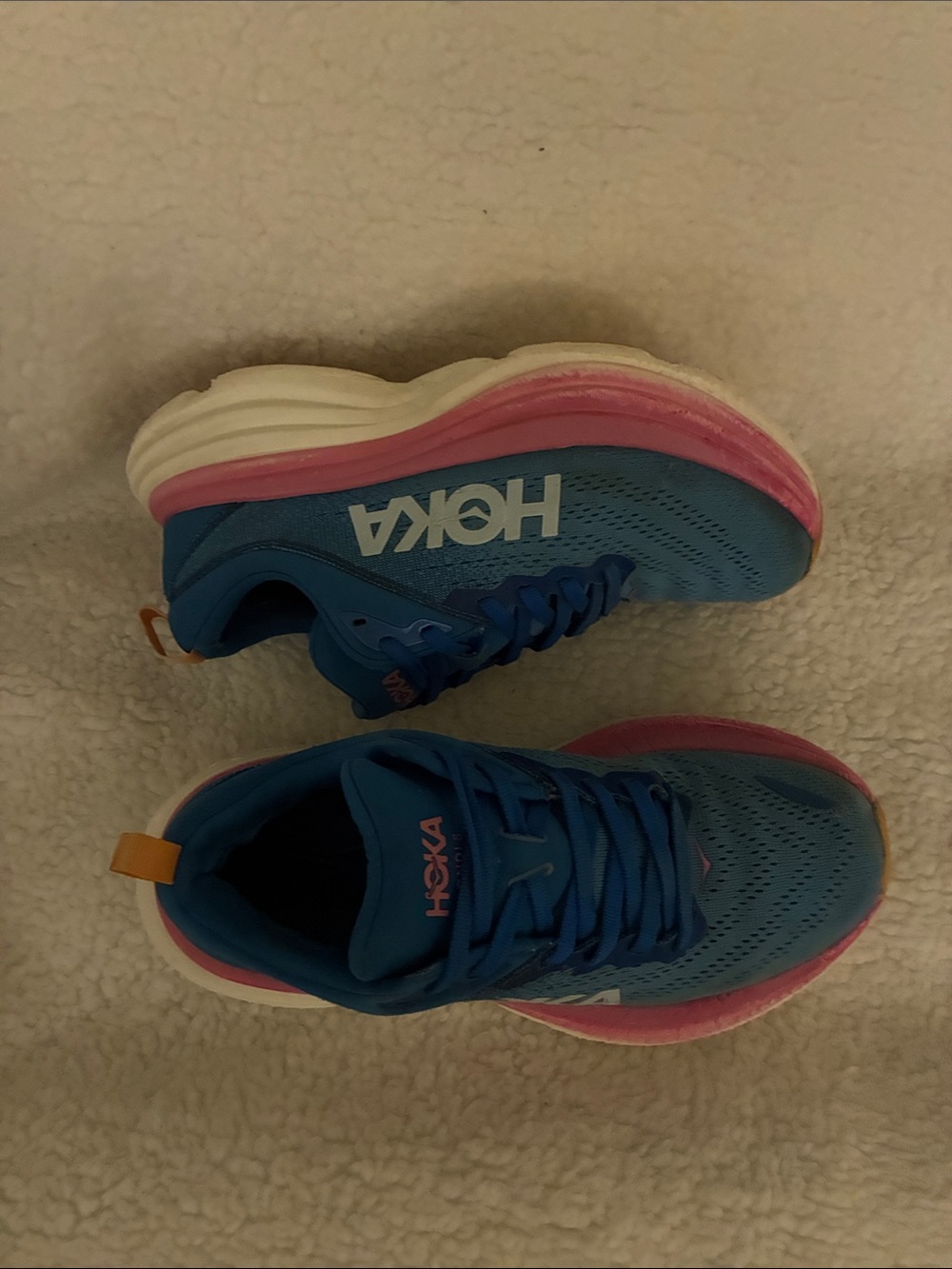 HOKA BONDI 8 in BLUE AND HOT PINK - Size 7 - Picture 4 of 13